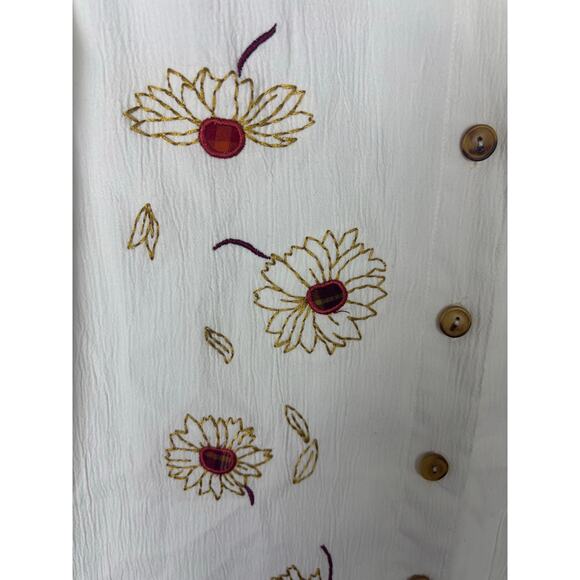 90s Cottagecore Embroidered Sunflower Button Down Vest Top XL - Picture 3 of 6